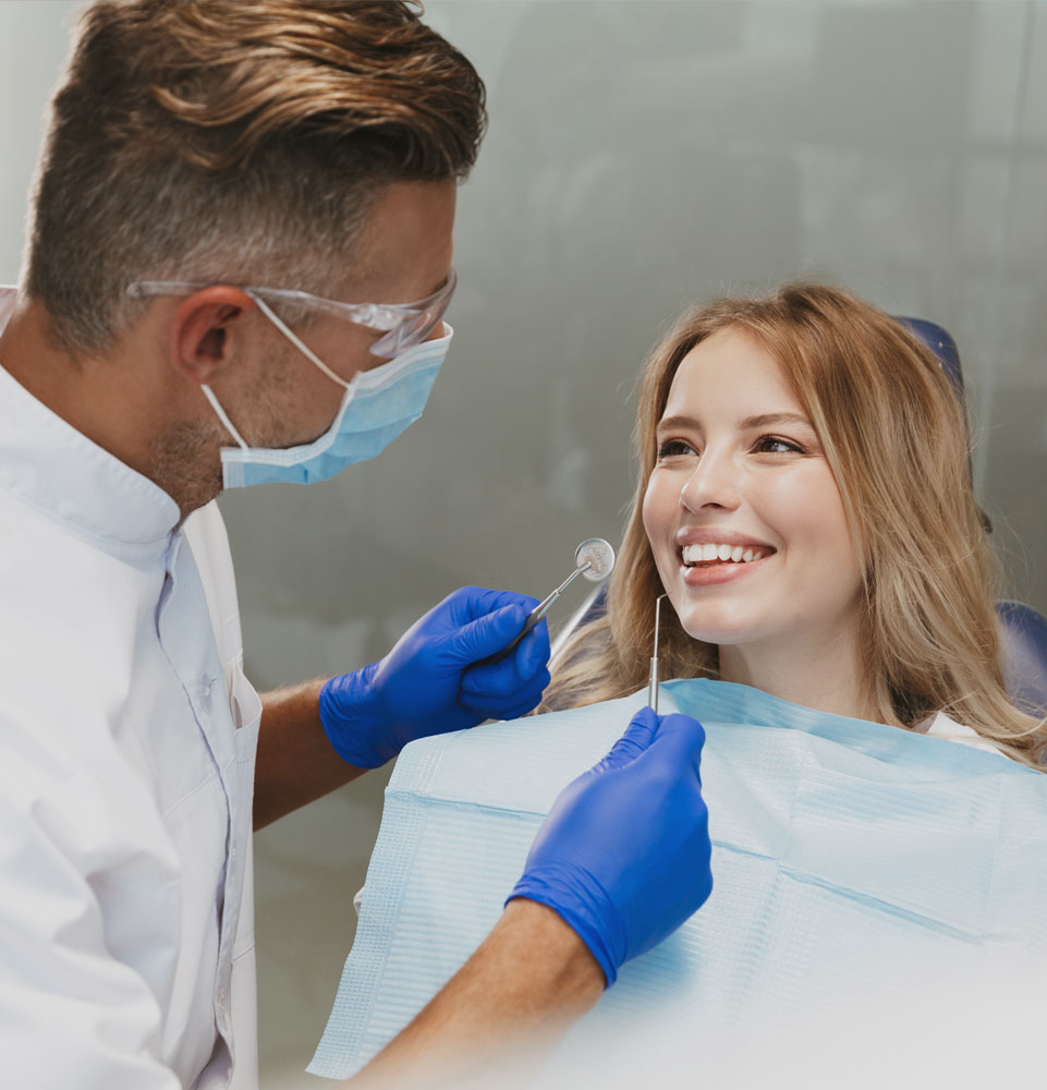 gum disease patient in office talking to dentist